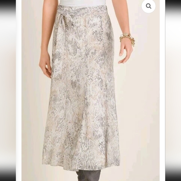 Chico's Dresses & Skirts - New Chico's Snake skin Print Chiffon Midi Skirt Gold Off-white, Size 14 2.5